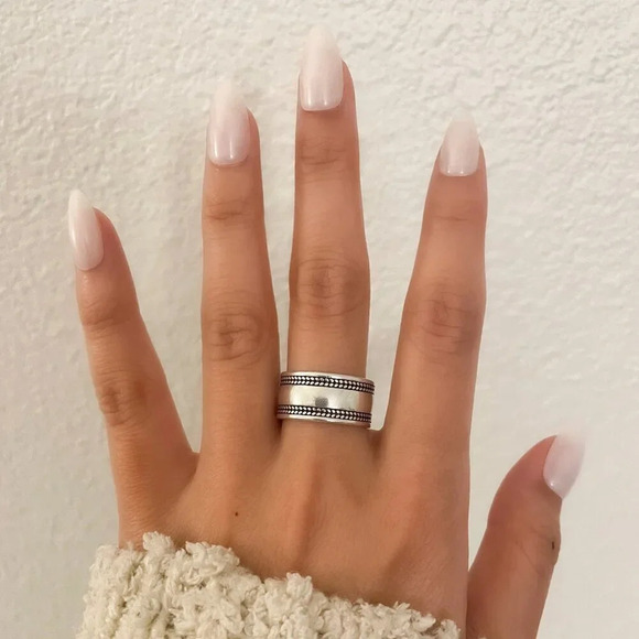 925 Sterling Silver Thick Wide Ring Band Chunky Ring Modern Adjustable Ring Band - Picture 3 of 7